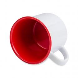 Kubek ceramiczny w stylu retro z nadrukiem czerwony środek